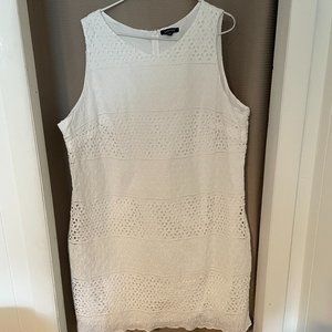 Lands End White Eyelet Sheath Dress